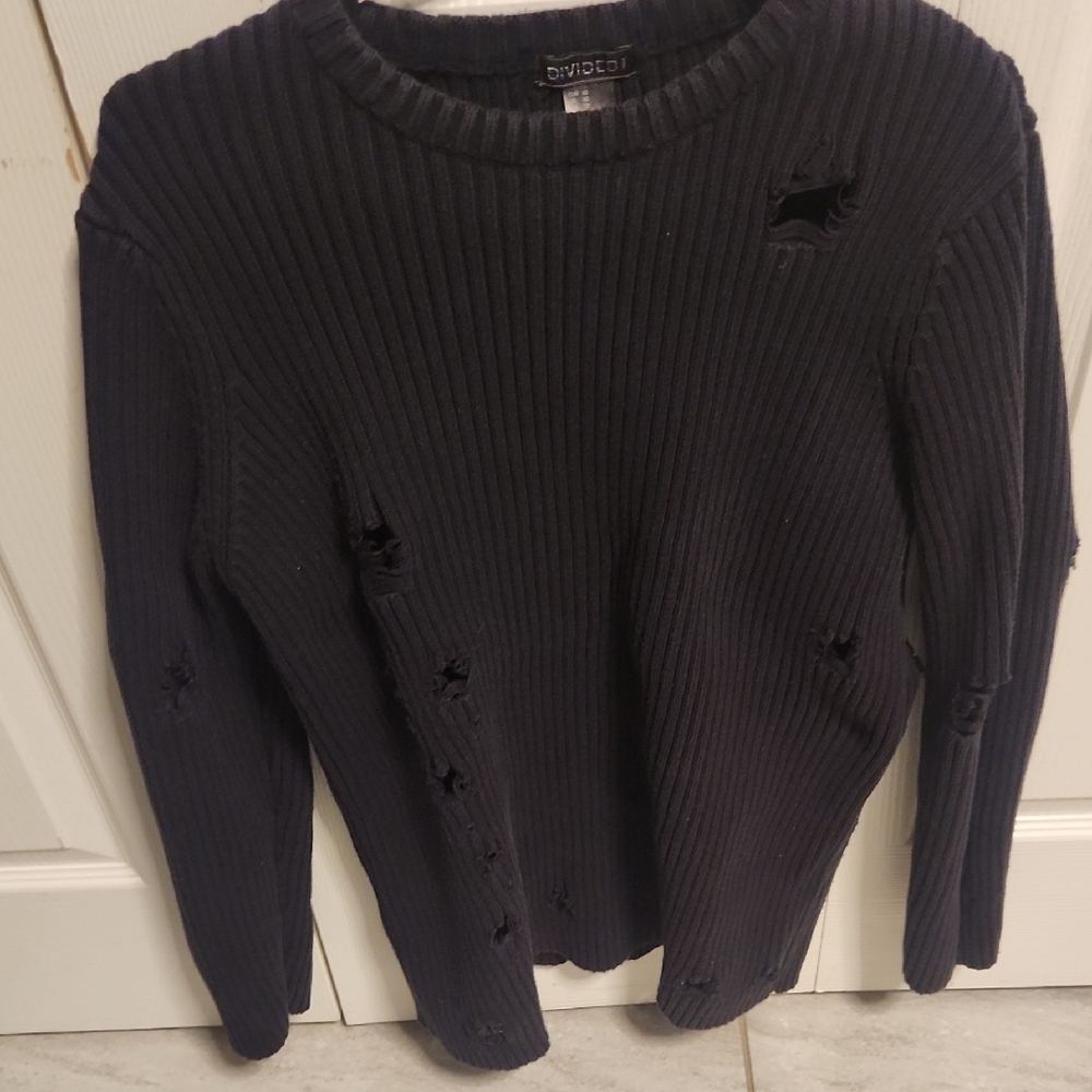 Distressed Black Sweater
